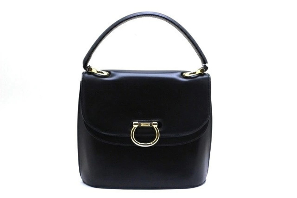 Celine handbag double flap black leather